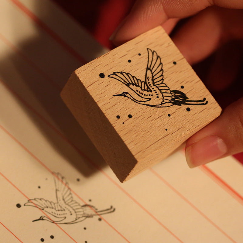 Mr. Paper Juego de sellos de madera, serie Huahegui, manual, material de papelería, impresión DIY