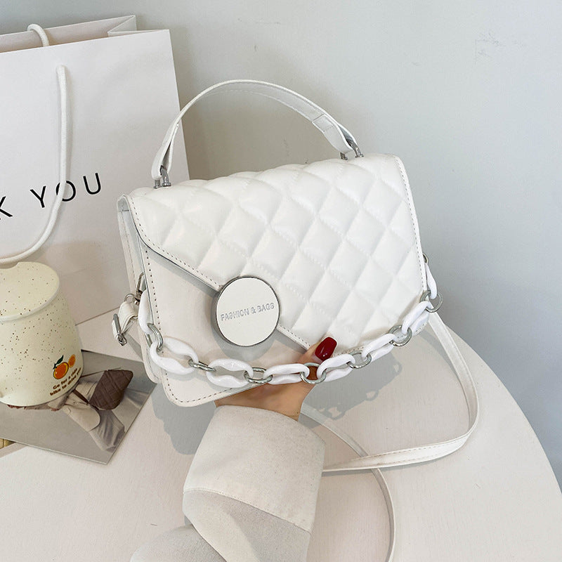 Bolso Cuadrado Pequeño Portátil Rombic Para Mujer Color Sólido