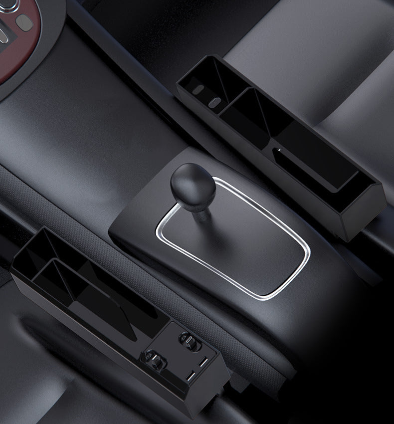 In Car Seat Slot Storage Box Charger With Retractable Cord