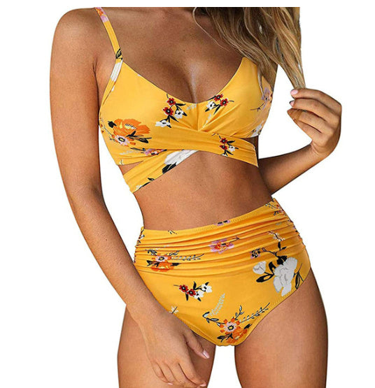 Conjunto de bikini con estampado sólido sexy para mujer Traje de baño push up