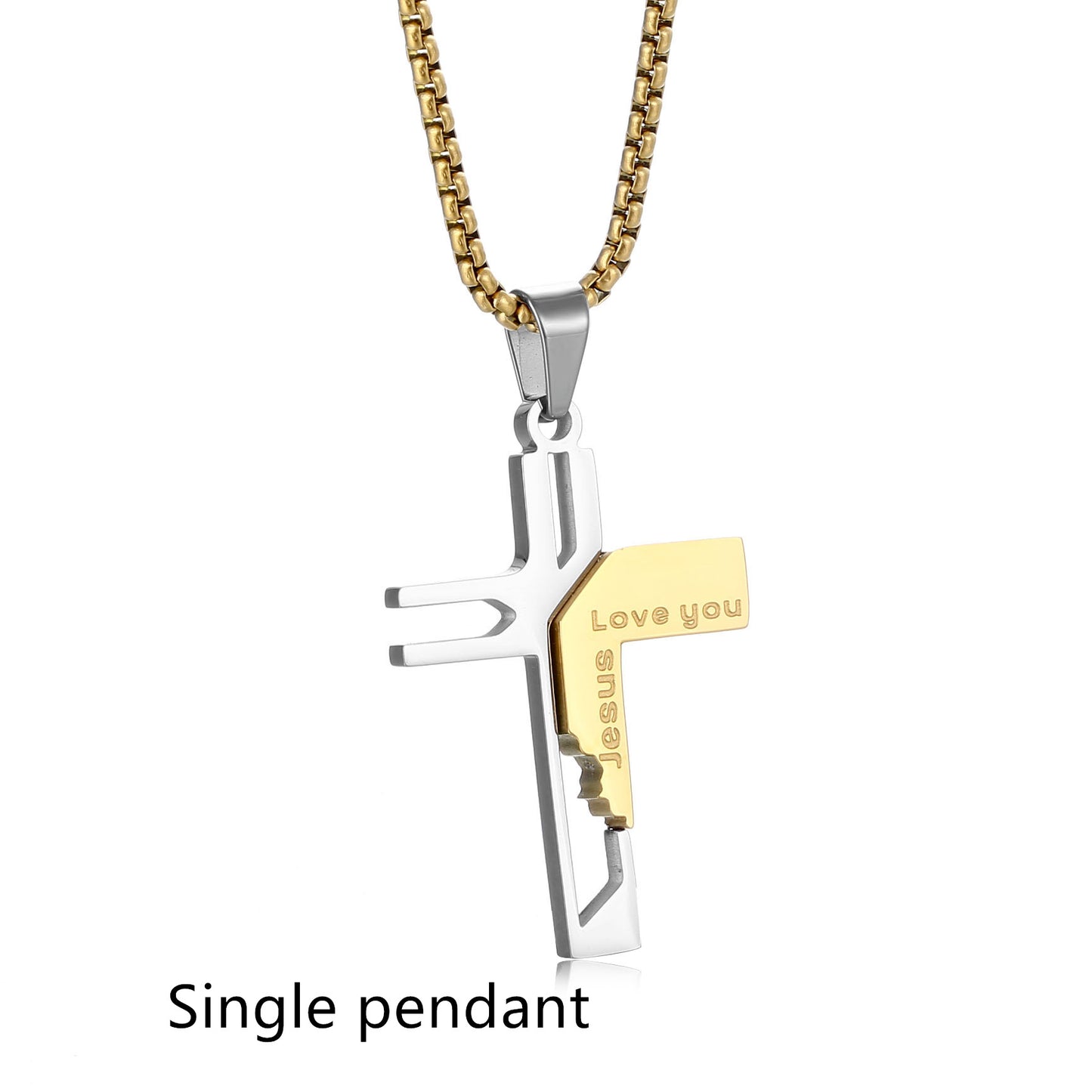 Titanium Steel Non Fading Men's Cross Pendant Necklace