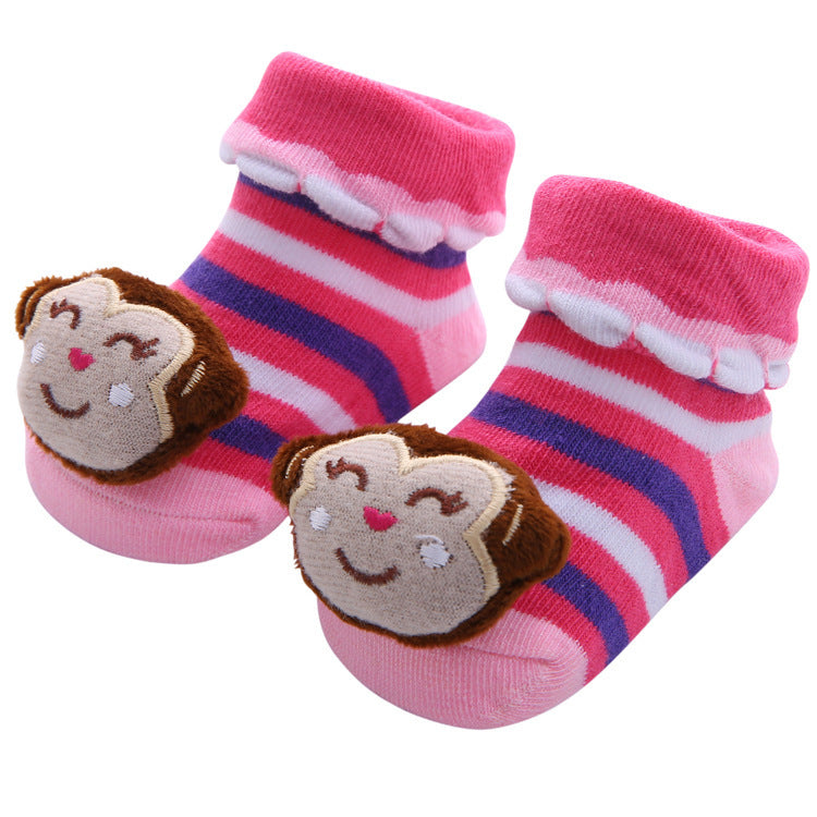 Chaussettes antidérapantes tridimensionnelles pour bébé, dessin animé, pour nouveau-né, poupée, vente en gros