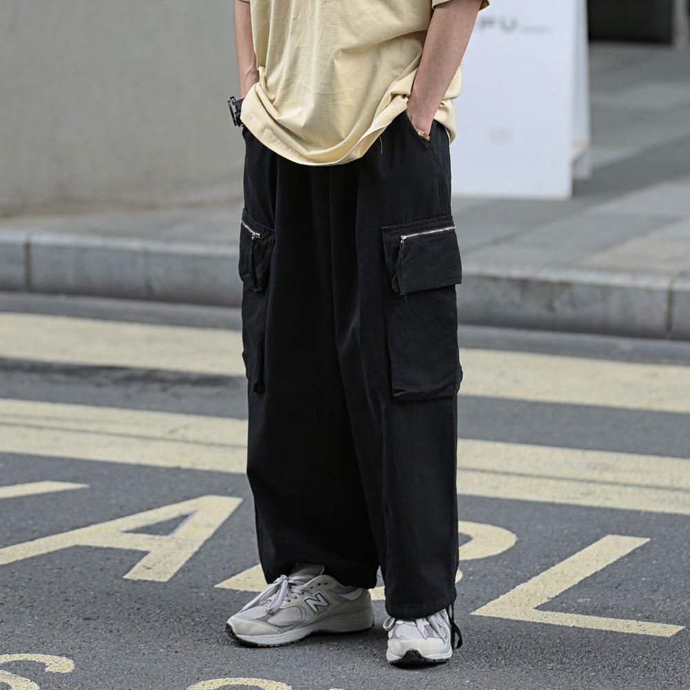 Large Pocket Loose Wide-leg Overalls Men