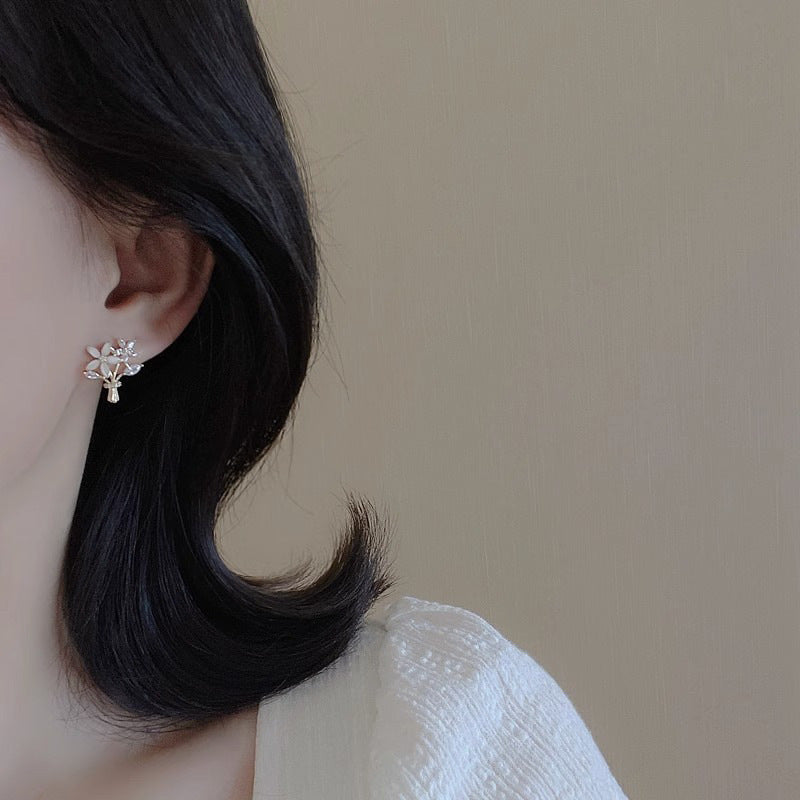 Opal Bridal Bouquet Stud Earrings For Women