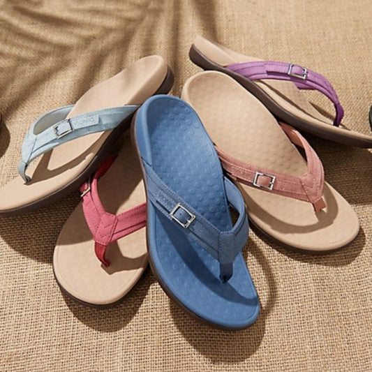 Women's Casual Flat Bottomed PU Metal Home Flip Flops