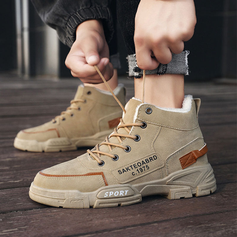 Bottes de neige en peluche pour hommes, chaussures en velours épais et chaud en coton, décontractées, tendance, montantes, vêtements de travail, nouvelle collection hiver