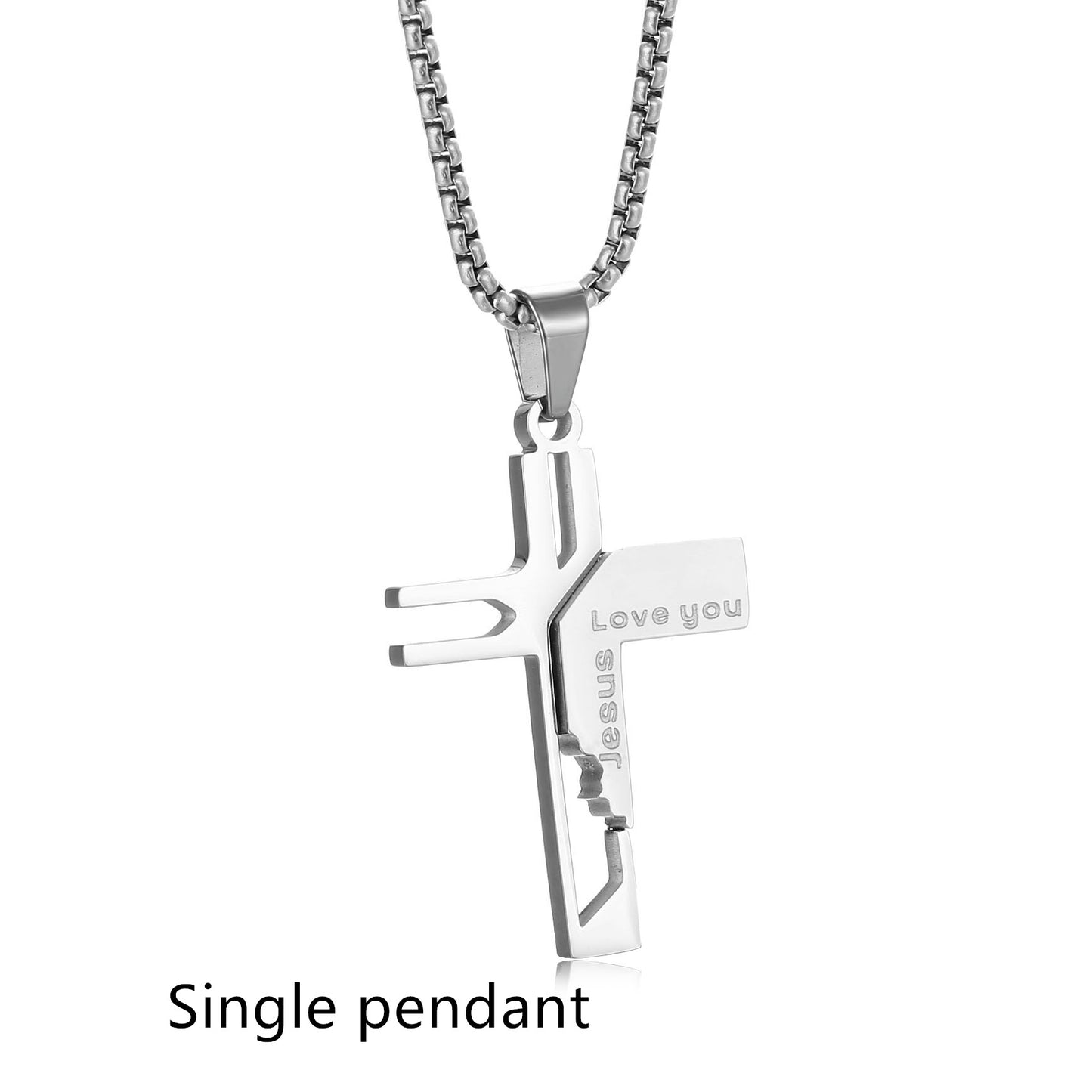 Titanium Steel Non Fading Men's Cross Pendant Necklace