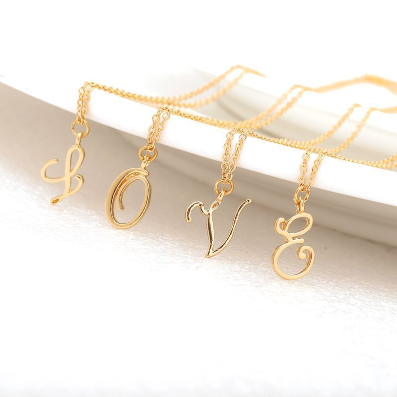 Ornament 26 Letter Necklace Simple Fashion Character Capital English Pendant Special-interest Design Clavicle Chain