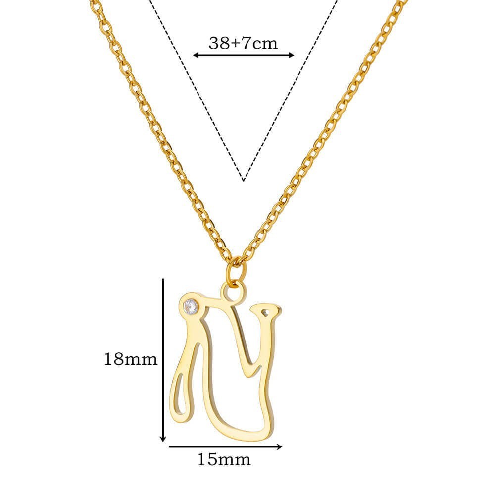 Collier avec pendentif en forme de lettre creuse Simple pour filles, ornement en acier inoxydable