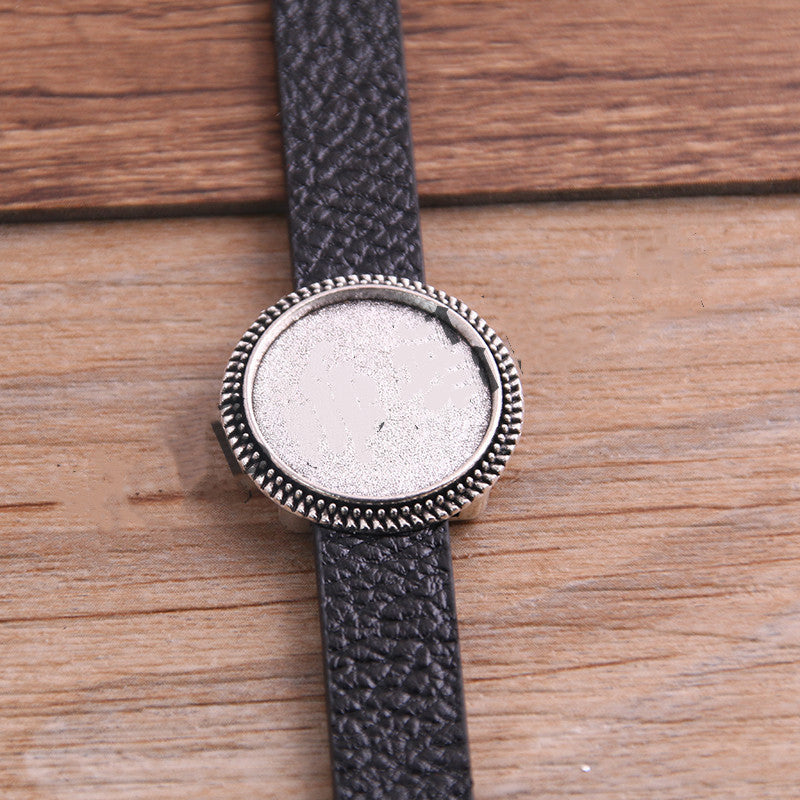 Simple Fashion Bracelet PU Leather Alloy Base Support Buckle 18mm DIY Bracelet