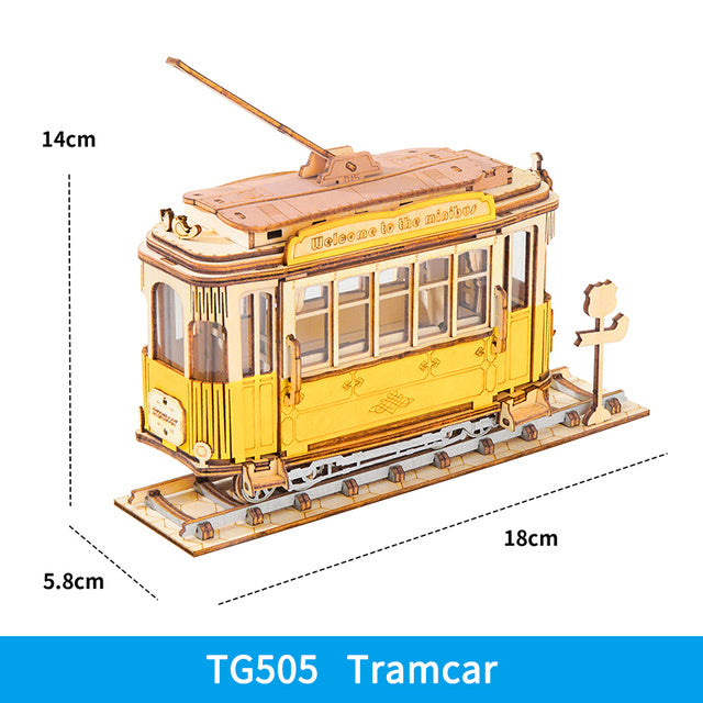Robotime Rolife – modèle de tramway Vintage 3D, Puzzle en bois, jouets pour enfants, cadeaux de noël et d'anniversaire, TG505, livraison directe