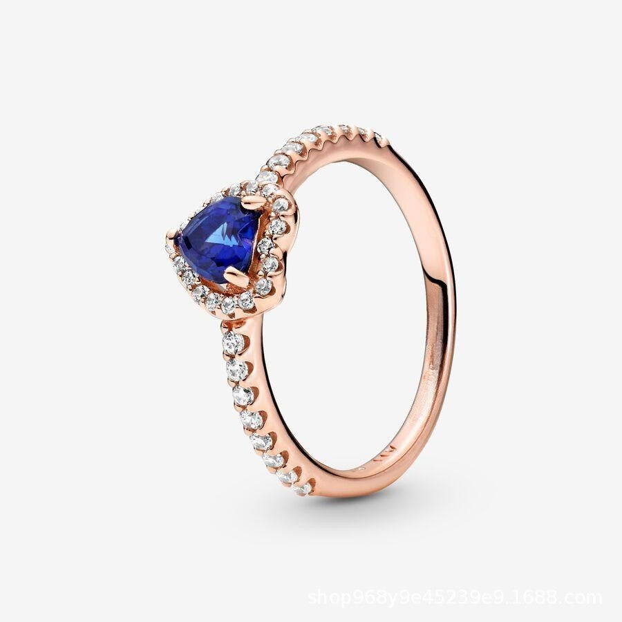 Bague coeur rouge en argent sterling rubis