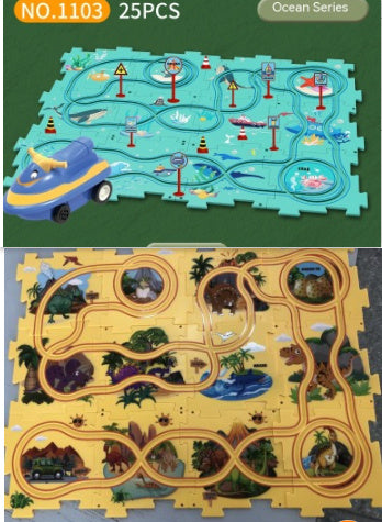 Puzzle pour enfants, vitesse de chemin de fer électrique, assemblage de voiture électrique automatique, scène de ville, Construction, jouet éducatif, cadeau