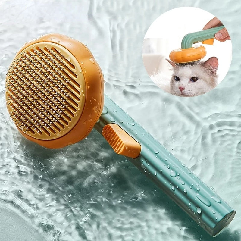 Peigne à citrouille autonettoyant pour chien, chat, chiot, lapin, outil de brosse de toilettage, élimine en douceur les poils emmêlés du sous-poil lâche