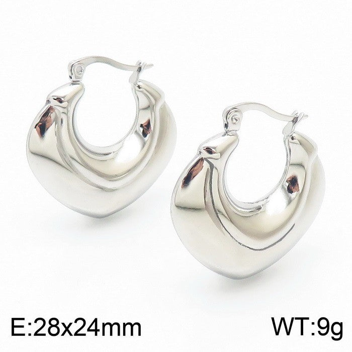 Clip d'oreille brillant en forme de U en acier titane plaqué boucles d'oreilles creuses 18 carats