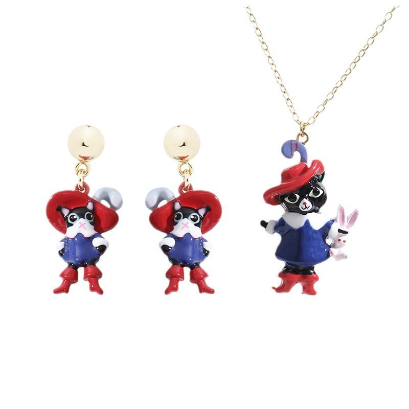 Clous d'oreilles chat bleu vêtements en bottes