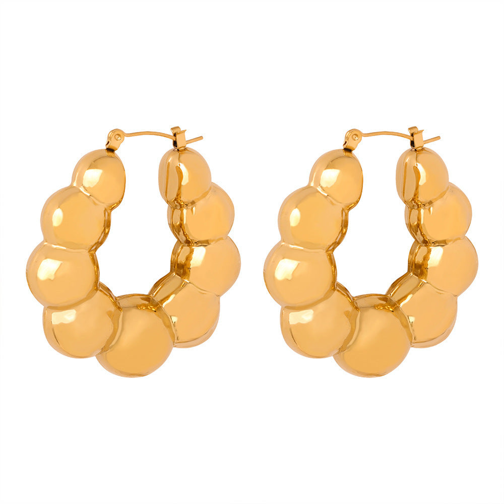 New Geometric Quality Earrings Steel Ball Splicing Design