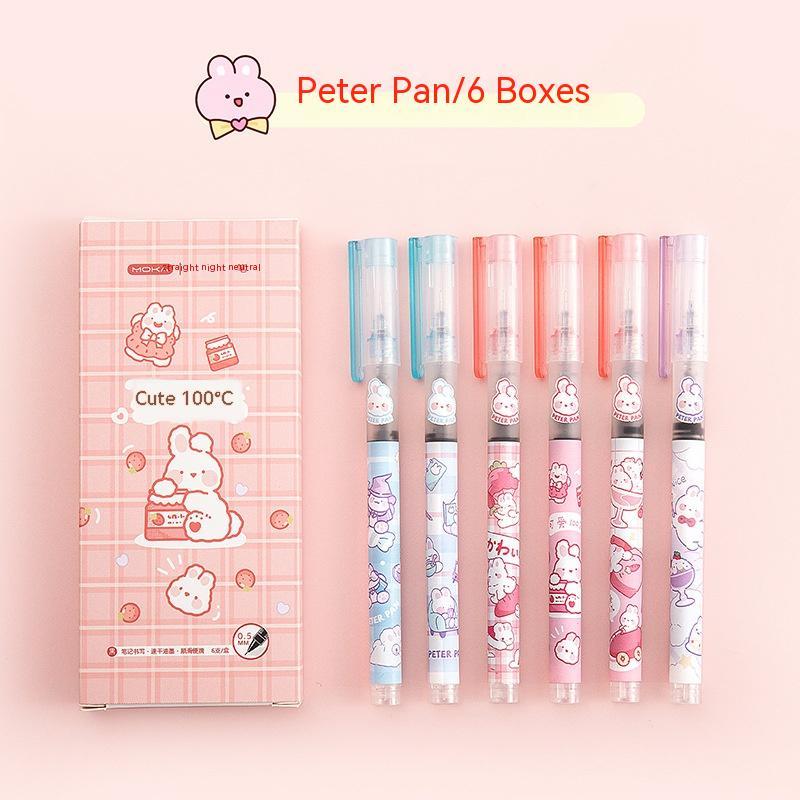 Stylo gel à séchage rapide, liquide droit, dessin animé mignon, en boîte
