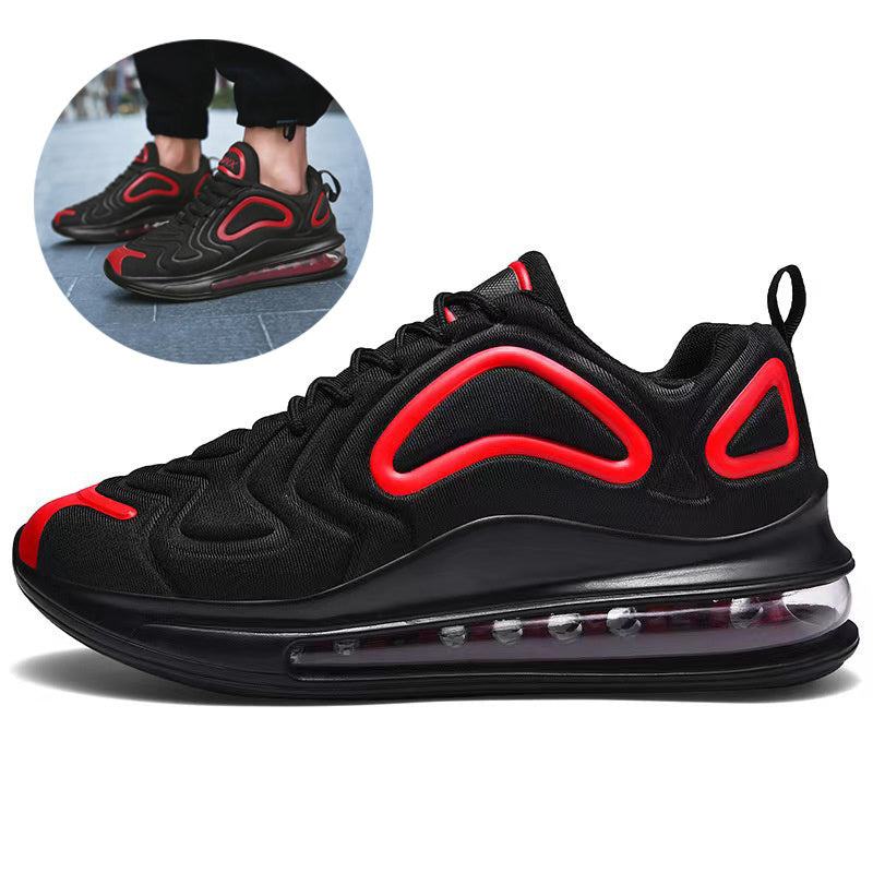Zapatos informales con cojín de aire para hombre, zapatillas deportivas transpirables con cordones, color negro, para exteriores