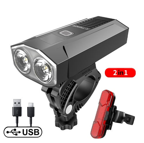 Lampe d'extérieur étanche rechargeable par USB, affichage de la puissance, lumière d'équitation nocturne en montagne