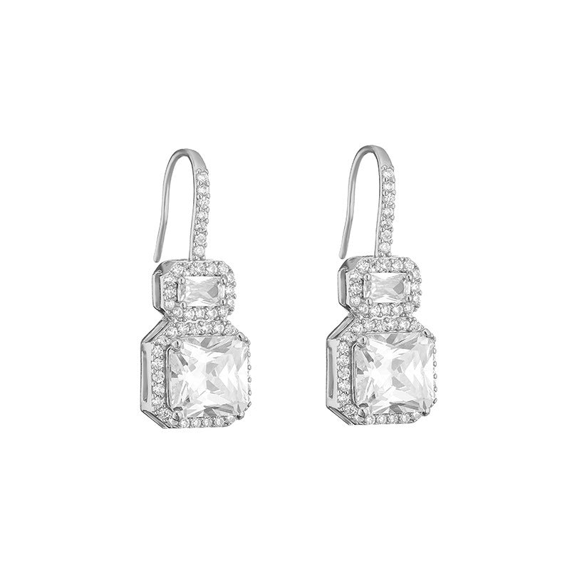 Boucles d'oreilles en Zircon carré géométrique avec Micro incrustation de mode pour femmes