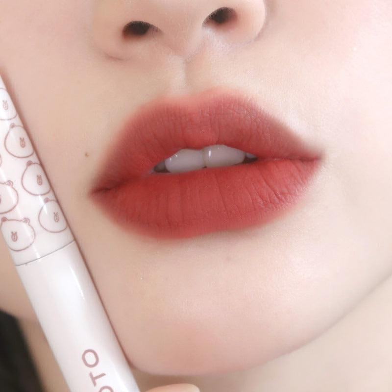 Laca de labios ROTO Matte Air Bear Lip Mud Lip Gloss Lápiz labial Maquillaje Mujer Sin manchas en la taza