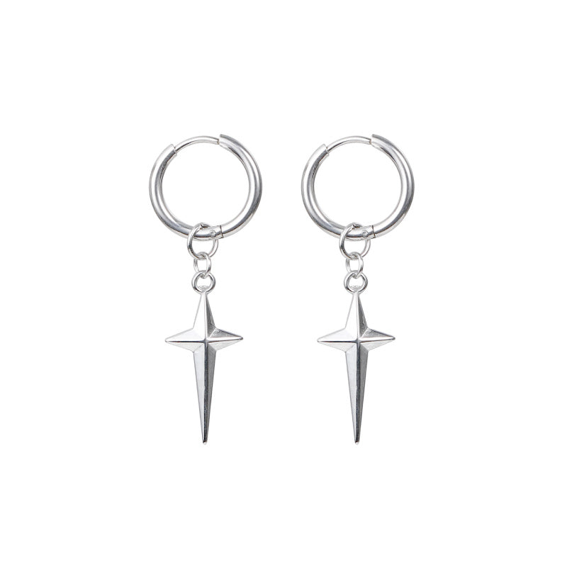 Cool Style Special-interest Design Personality Four Eight-pointed Stars Ring Earrings