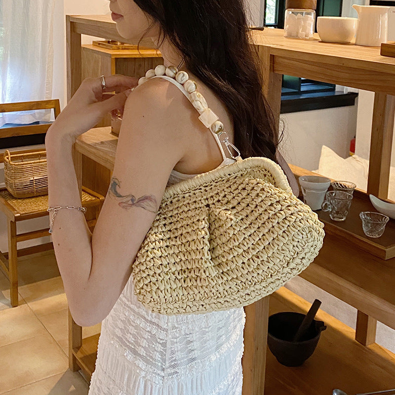 Sac à main polyvalent féminin en herbe tissée