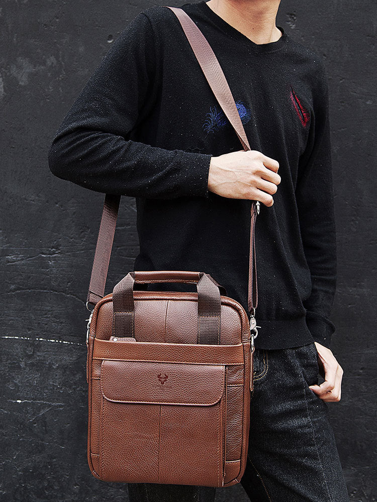 Sac messager d'affaires en cuir véritable pour hommes Hummer Business Commute