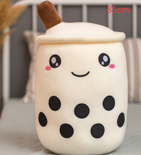Peluche de boisson aux fruits, mignonne, douce, fraise, lait, thé, tasse de thé Boba, jouet bulle de thé, oreiller, coussin, cadeau pour enfants