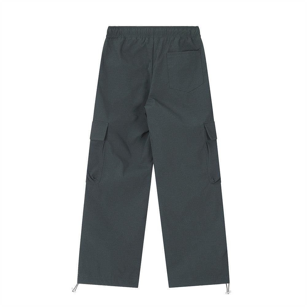 Men's American High Street Design Striped Stitching Straight-leg Wide-leg Pants