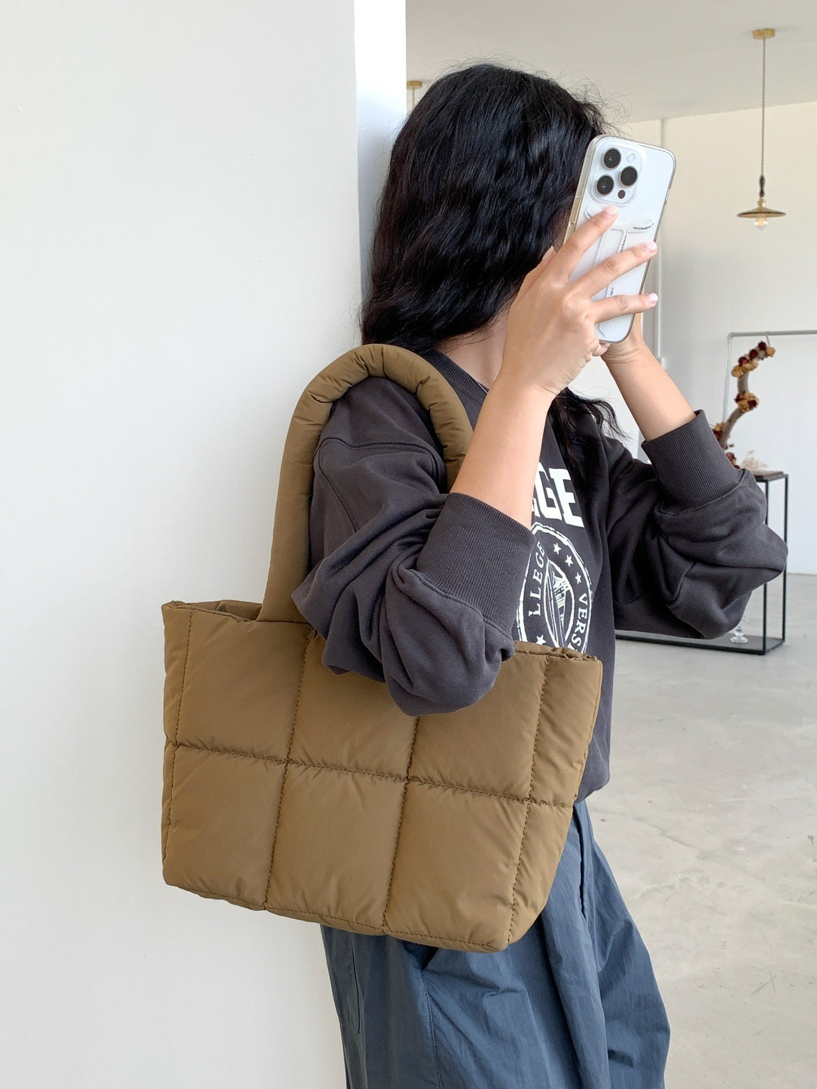 Sac de transport à main portable à une épaule à carreaux de grande capacité