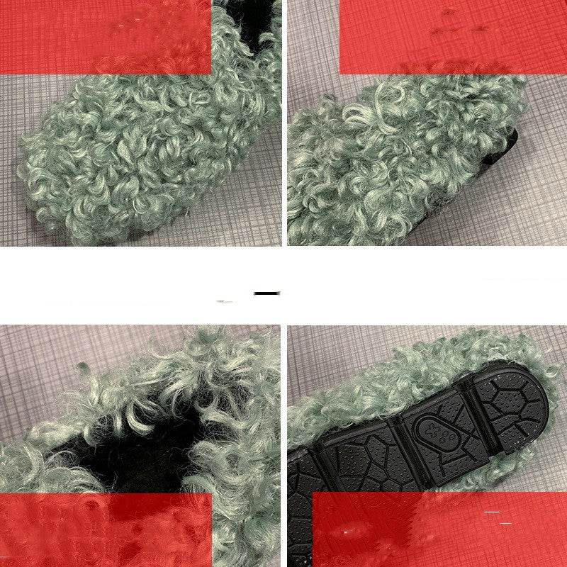 Escarpins bouclés en agneau à fond plat pour femmes