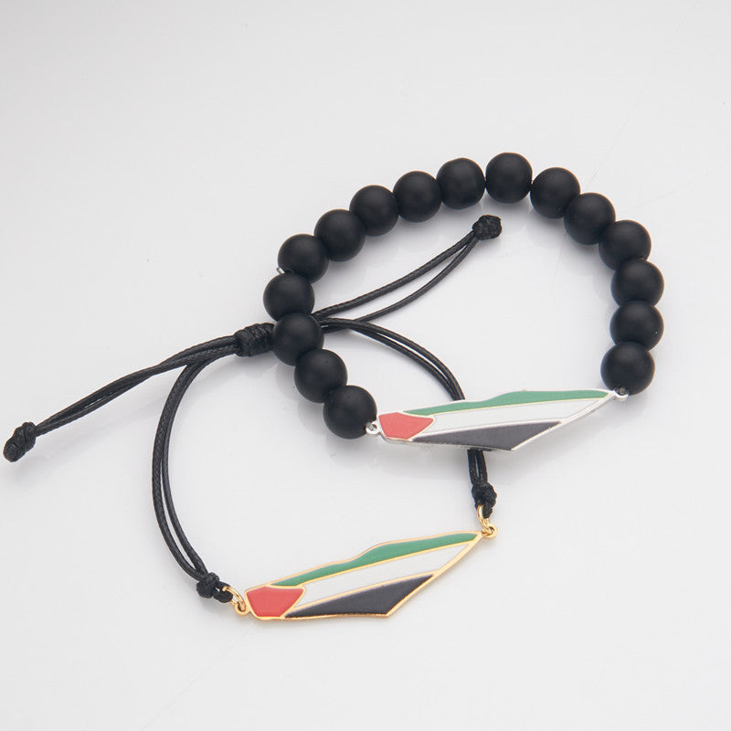 Epoxy Stainless Steel Palestinian Flag Map Carrying Strap