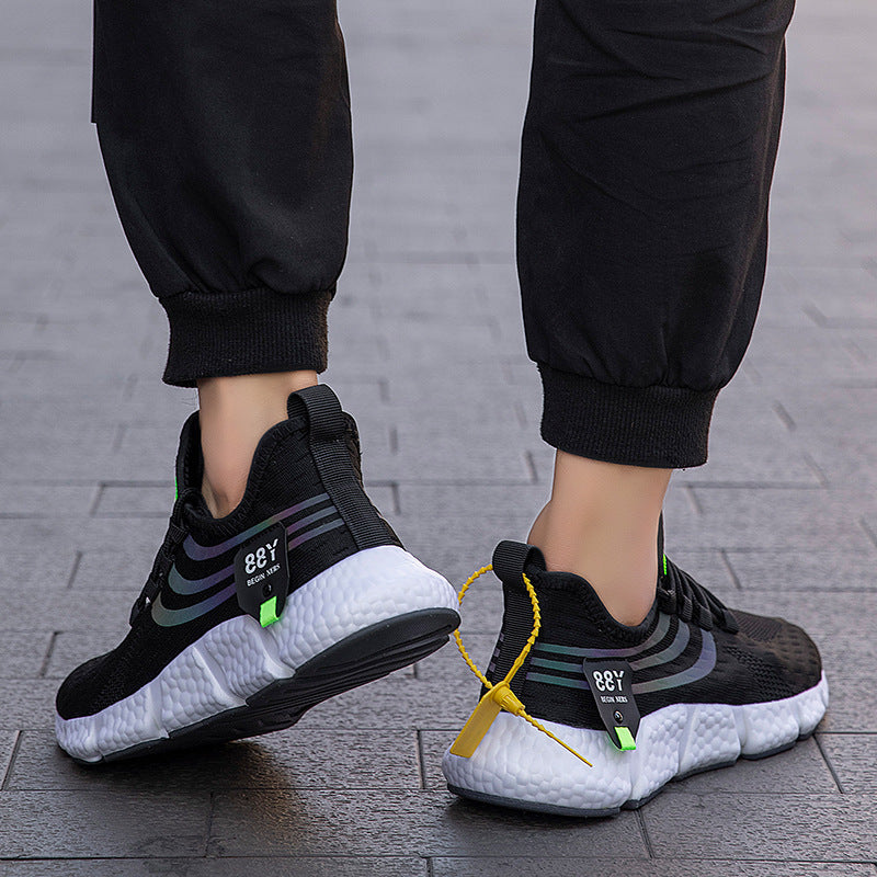 Chaussures de sport tissées à la mouche, combinaison de caoutchouc pop-corn coréen, bas extensible