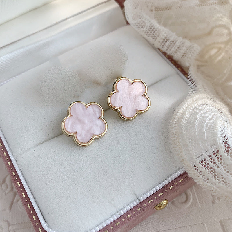 Boucles d'oreilles à tige en argent 925, aiguille porte-bonheur, fleur d'herbe de Parthenocissus