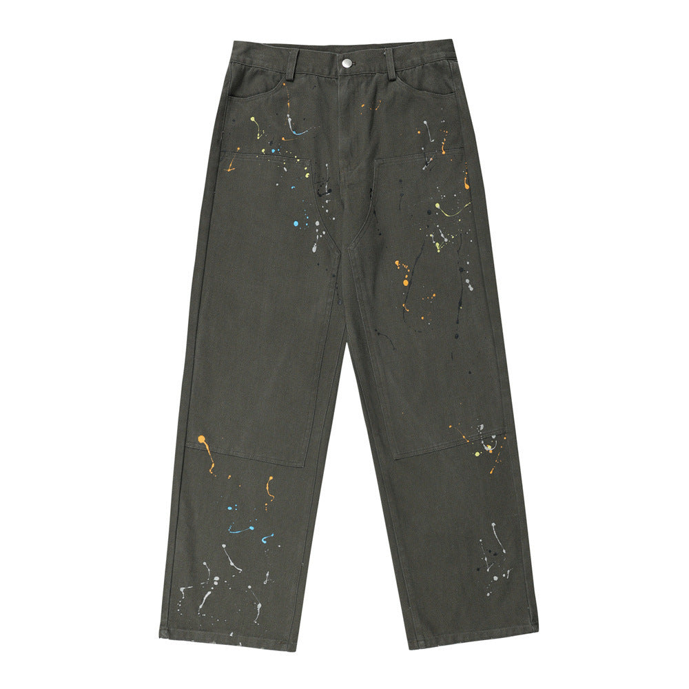 Spray Paint Splash Ink Loose Straight Trousers