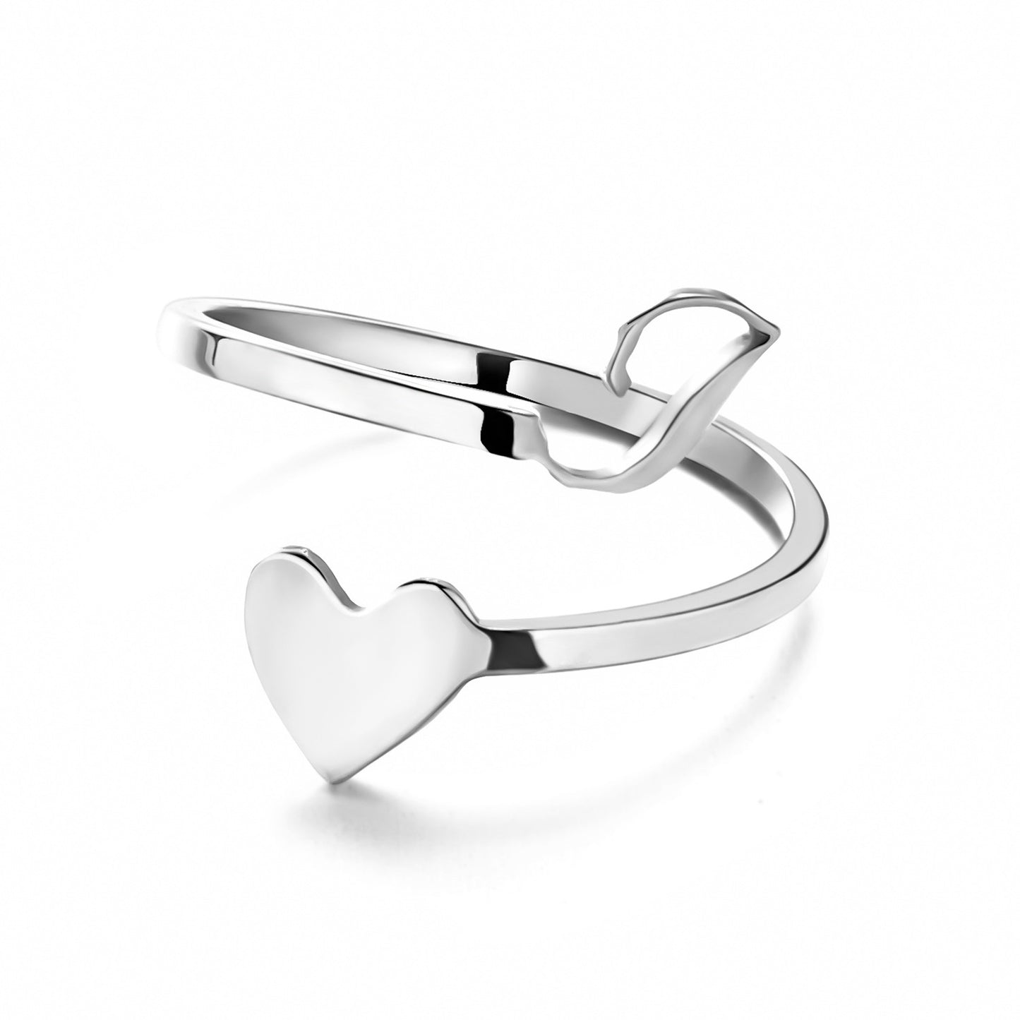 Simple Letter Three-dimensional Loving Heart With Opening Adjustable Ring