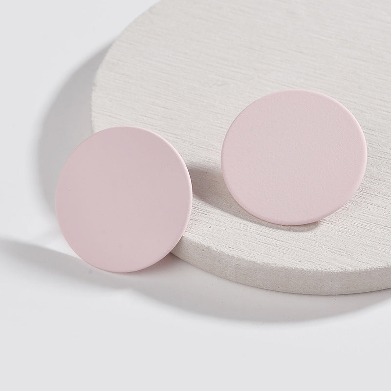 Female Alloy Spray Paint Geometric Round Earrings