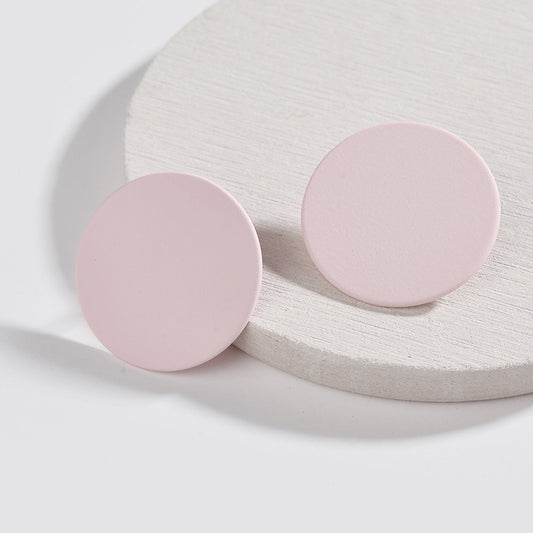 Female Alloy Spray Paint Geometric Round Earrings