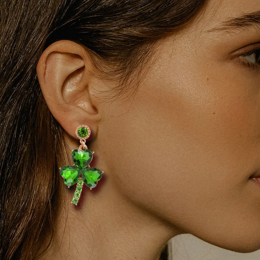 Boucles d'oreilles à tige vertes à la mode pour femmes