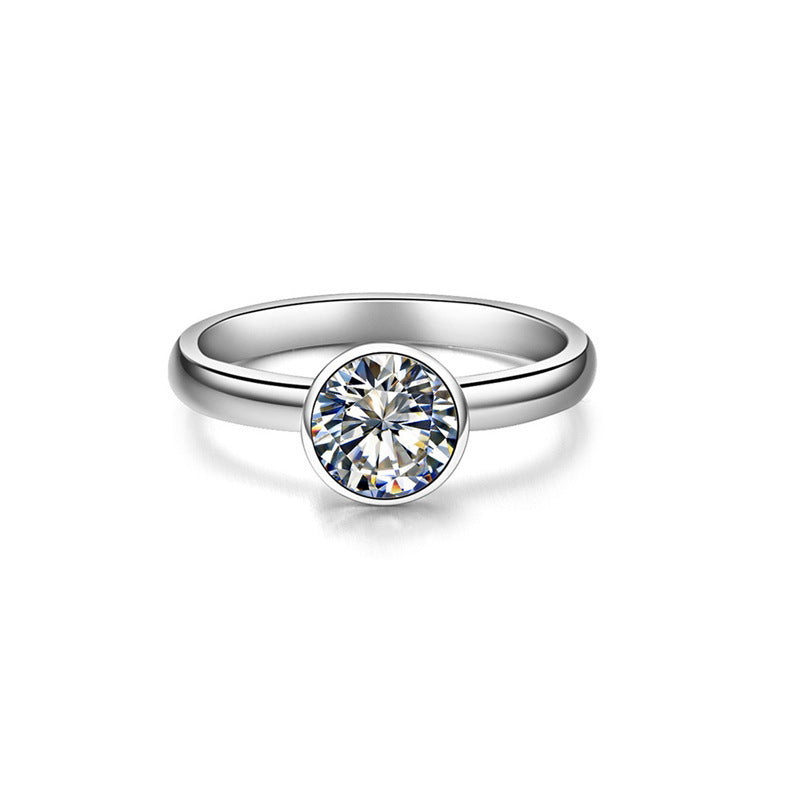 925 Silver 7mm Round White Diamond Ice Flower Cut Wedding Ring