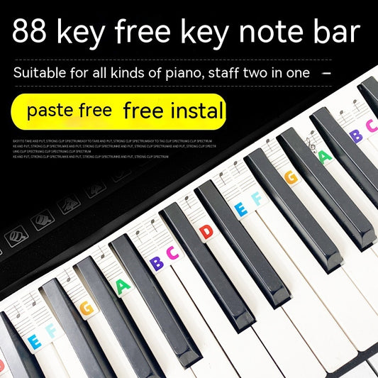Autocollants pour clavier de barre de notes de piano, carte blanche à 88 touches