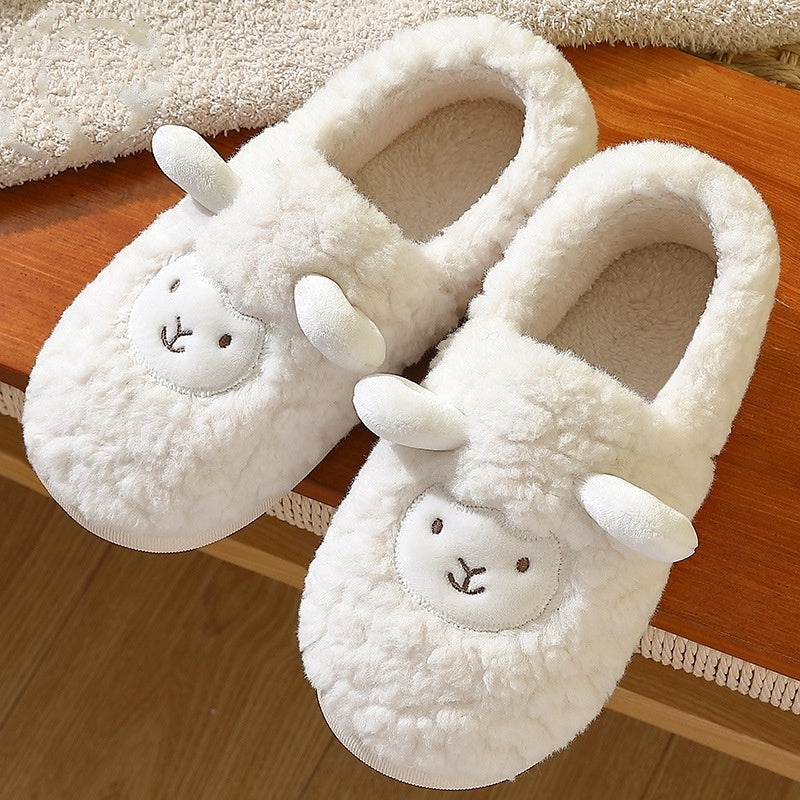 Pantoufles d'hiver chaudes en coton pelucheux pour Couple, chaussures de Confinement
