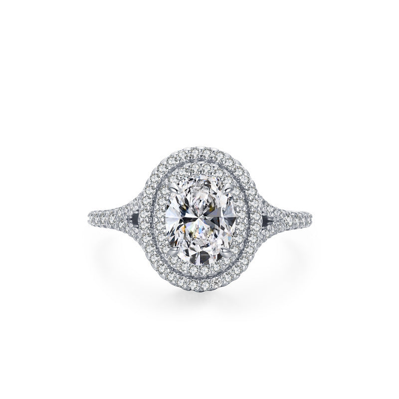 Bague ovale en argent sterling S925 pour femmes