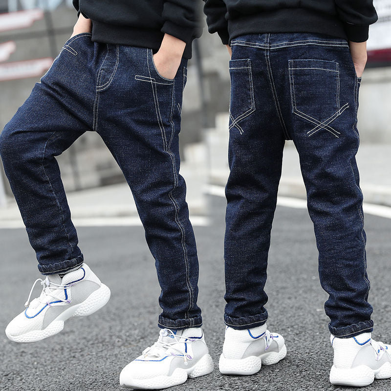 Jeans pour garçons automne et hiver nouveau velours une pièce