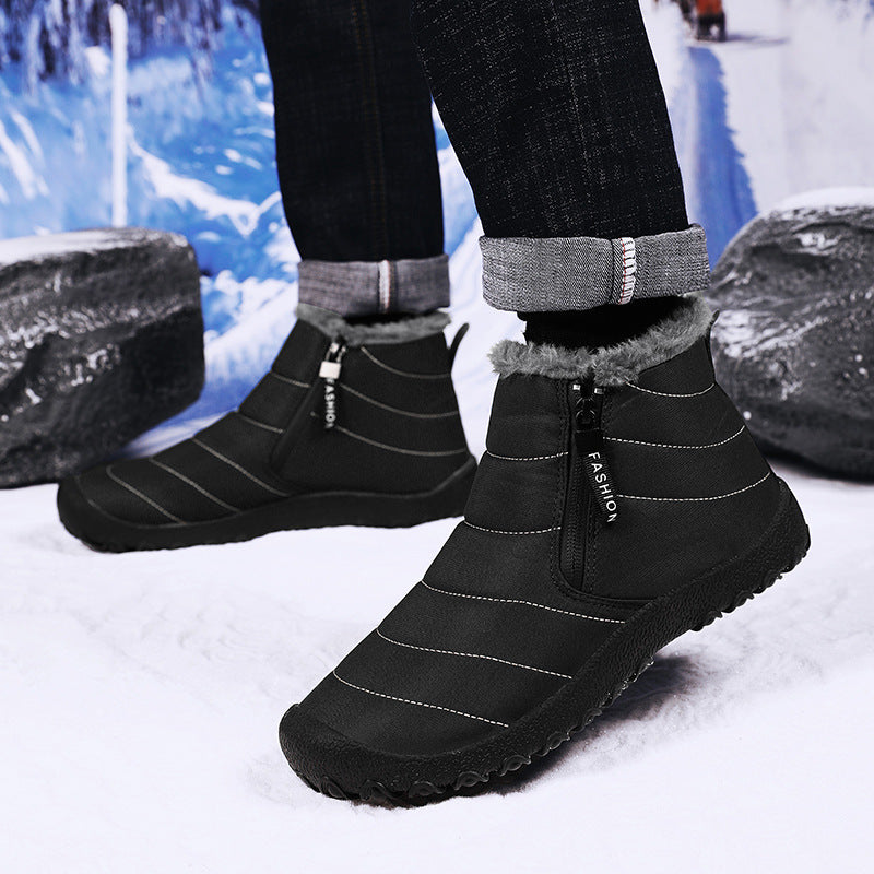 Zapatos de algodón térmico para exteriores, zapatos de invierno con forro polar y cremallera para hombre