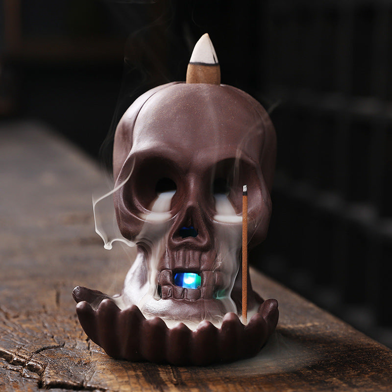 Tête de crâne Halloween décoration de la maison brûleur d'encens à reflux