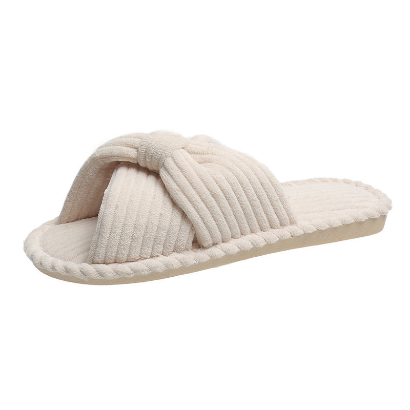 Pantoufles confortables en coton et lin à fond mou d'intérieur, jolie maison