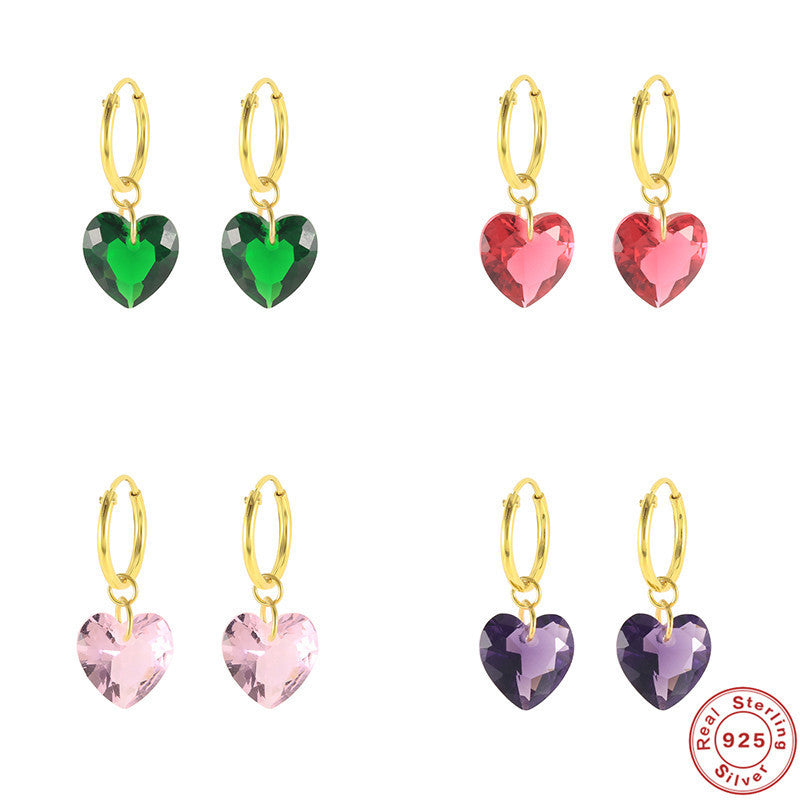 Pendientes de cristal personalizados de moda creativos de lujo ligeros en forma de corazón